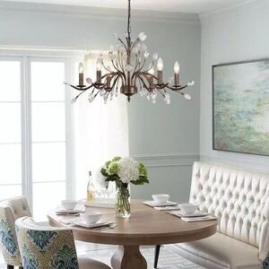 ELEGANT Vintage Farmhouse Chandelier with Branch 6-Light Rustic CRYSTAL‎ leaf